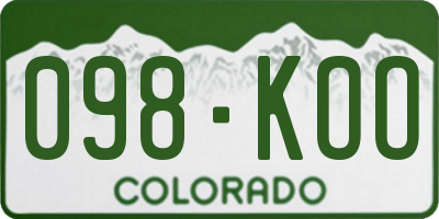 CO license plate 098KOO