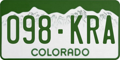 CO license plate 098KRA