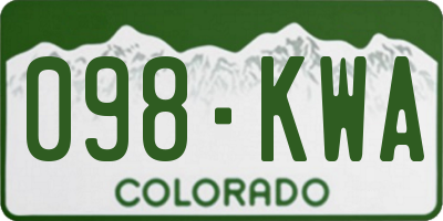 CO license plate 098KWA