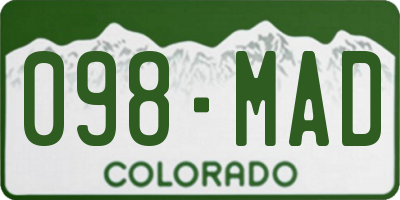 CO license plate 098MAD