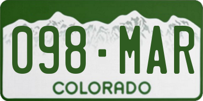 CO license plate 098MAR