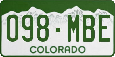 CO license plate 098MBE