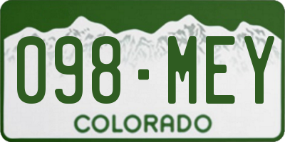 CO license plate 098MEY