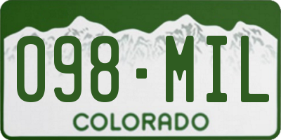 CO license plate 098MIL