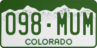 CO license plate 098MUM