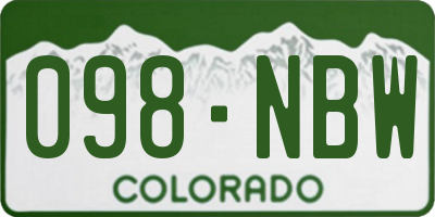 CO license plate 098NBW