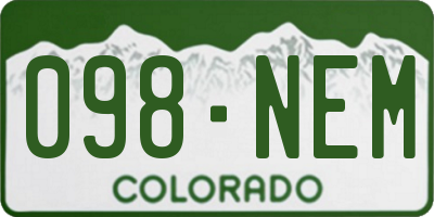 CO license plate 098NEM