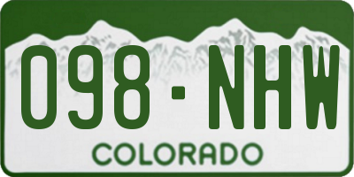 CO license plate 098NHW