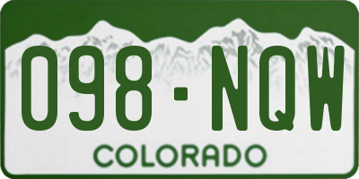 CO license plate 098NQW