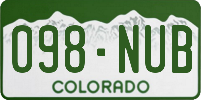CO license plate 098NUB