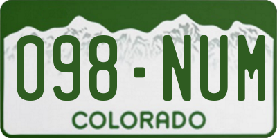 CO license plate 098NUM