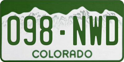 CO license plate 098NWD
