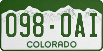 CO license plate 098OAI