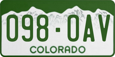 CO license plate 098OAV