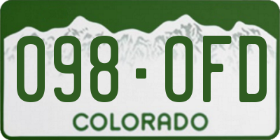 CO license plate 098OFD
