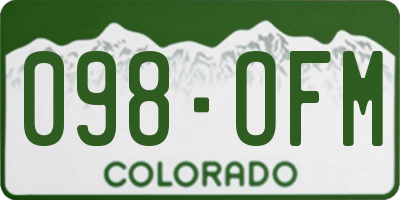 CO license plate 098OFM