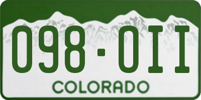 CO license plate 098OII