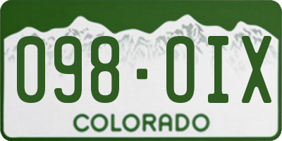 CO license plate 098OIX
