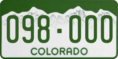 CO license plate 098OOO