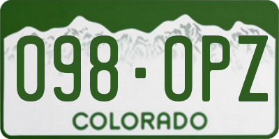 CO license plate 098OPZ