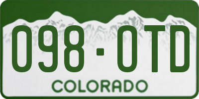 CO license plate 098OTD