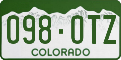 CO license plate 098OTZ