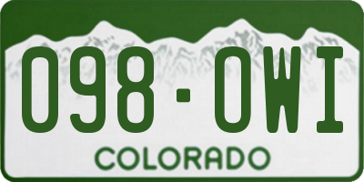 CO license plate 098OWI