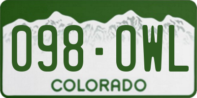 CO license plate 098OWL
