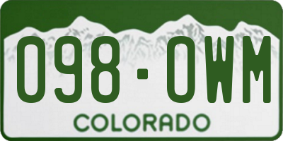 CO license plate 098OWM