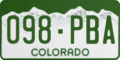 CO license plate 098PBA