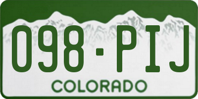 CO license plate 098PIJ