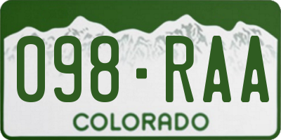 CO license plate 098RAA
