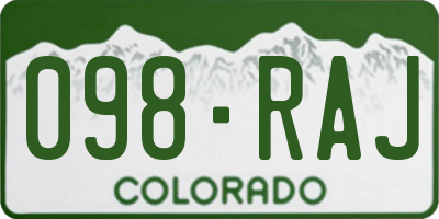 CO license plate 098RAJ