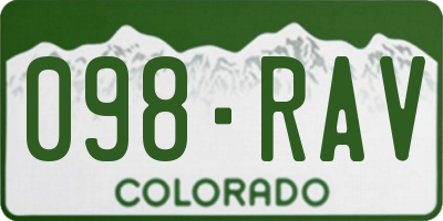 CO license plate 098RAV