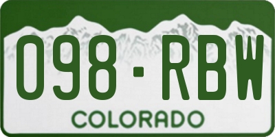 CO license plate 098RBW