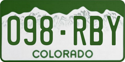CO license plate 098RBY