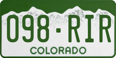 CO license plate 098RIR