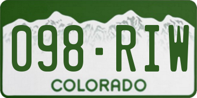CO license plate 098RIW