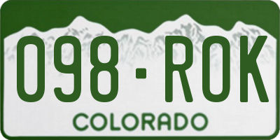 CO license plate 098ROK