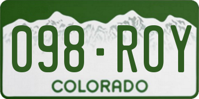 CO license plate 098ROY