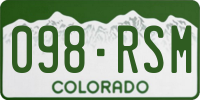 CO license plate 098RSM