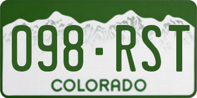 CO license plate 098RST