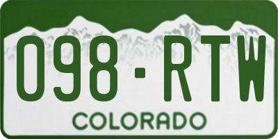 CO license plate 098RTW