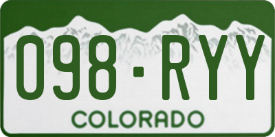 CO license plate 098RYY