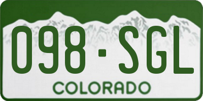 CO license plate 098SGL