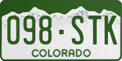 CO license plate 098STK