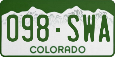 CO license plate 098SWA