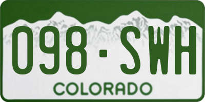 CO license plate 098SWH