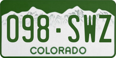 CO license plate 098SWZ