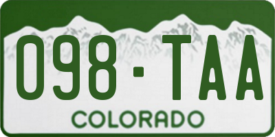CO license plate 098TAA